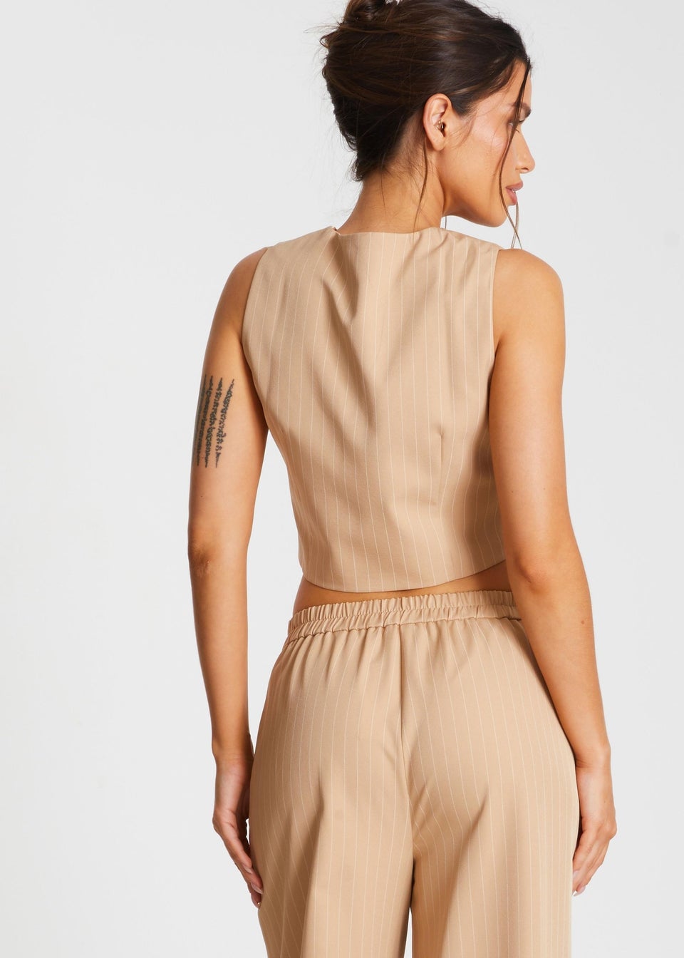 Quiz Camel Pinstripe Waistcoat