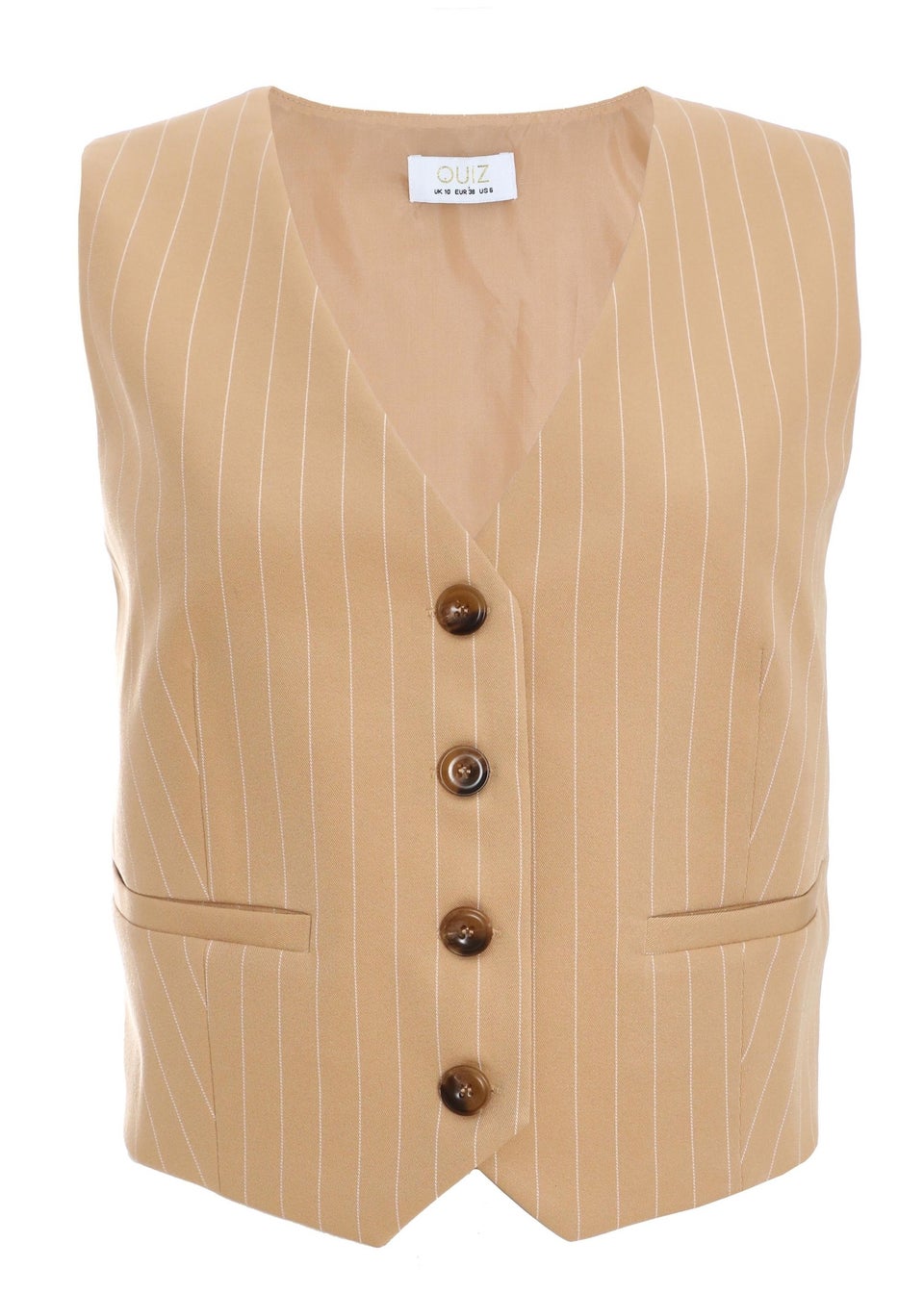 Quiz Camel Pinstripe Waistcoat