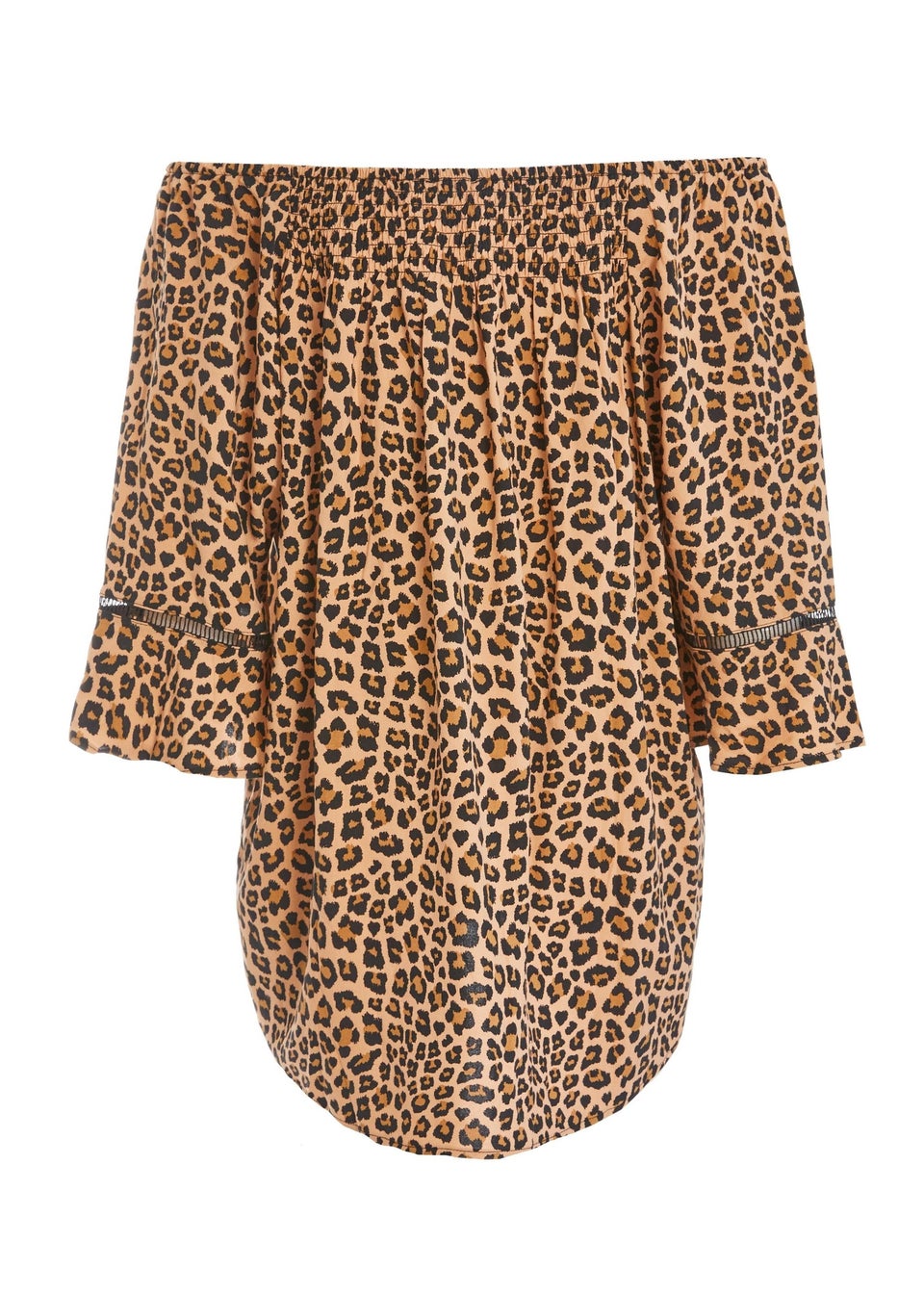 Quiz Stone Leopard Print Bardot Top