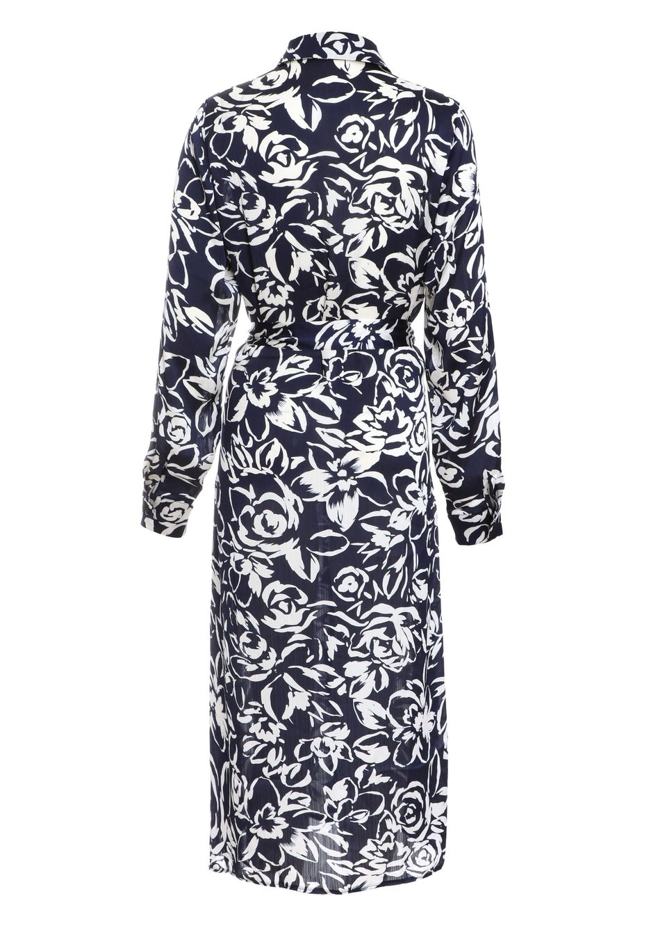 Quiz Navy Brush Stroke Midi Shirt Dress