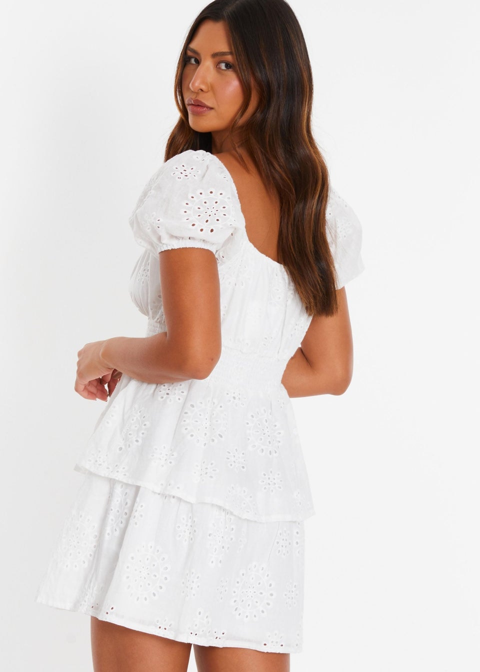 White skirt quiz top