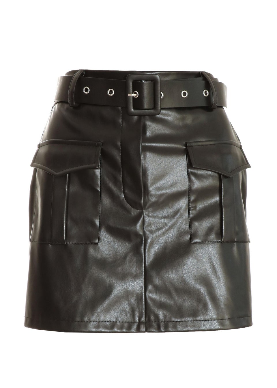 Quiz Black Faux Leather Skort Matalan