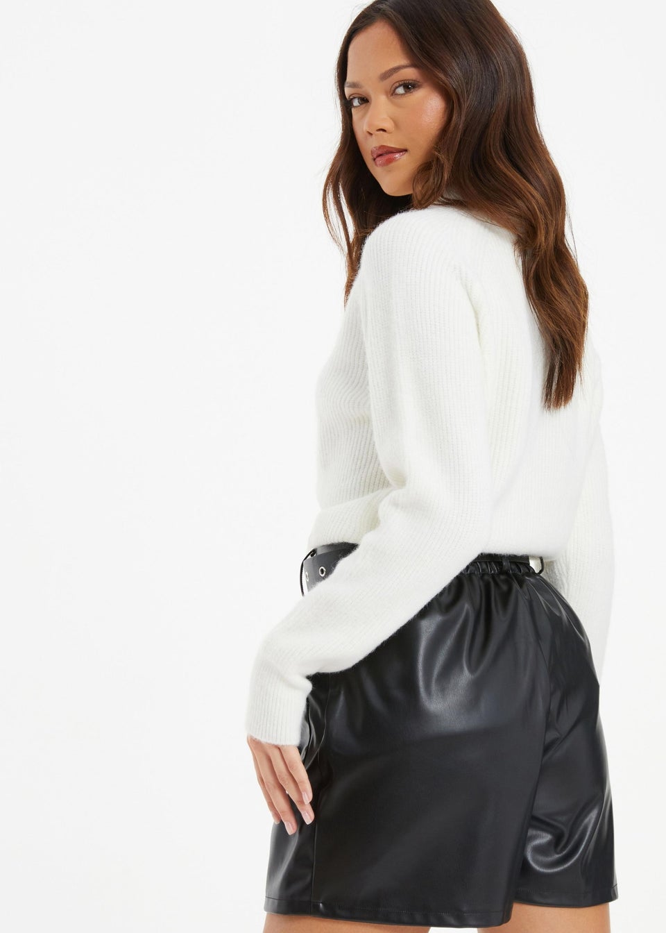 Quiz Black Faux Leather Skort Matalan