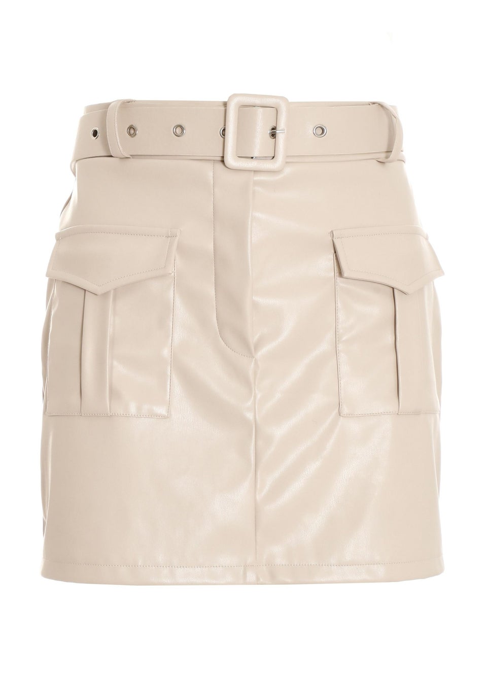 Quiz Stone Faux Leather Skort