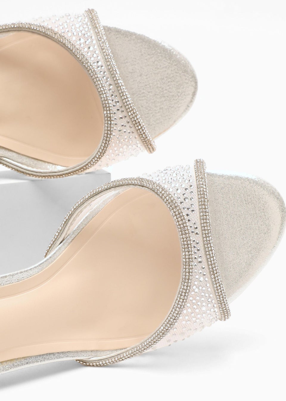 Quiz silver shimmer diamante sandals clearance