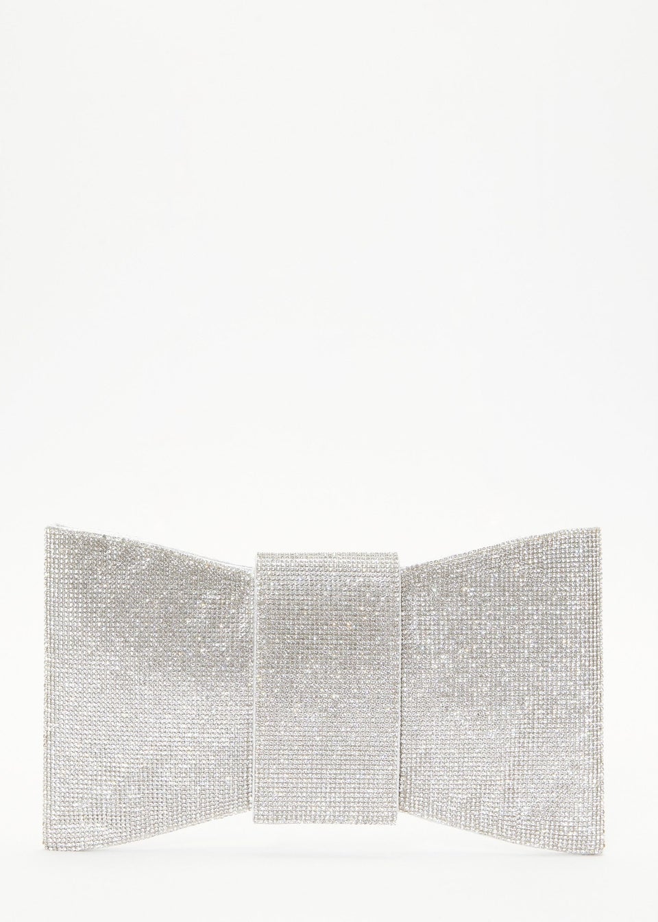 Quiz Silver Diamante Bow Bag
