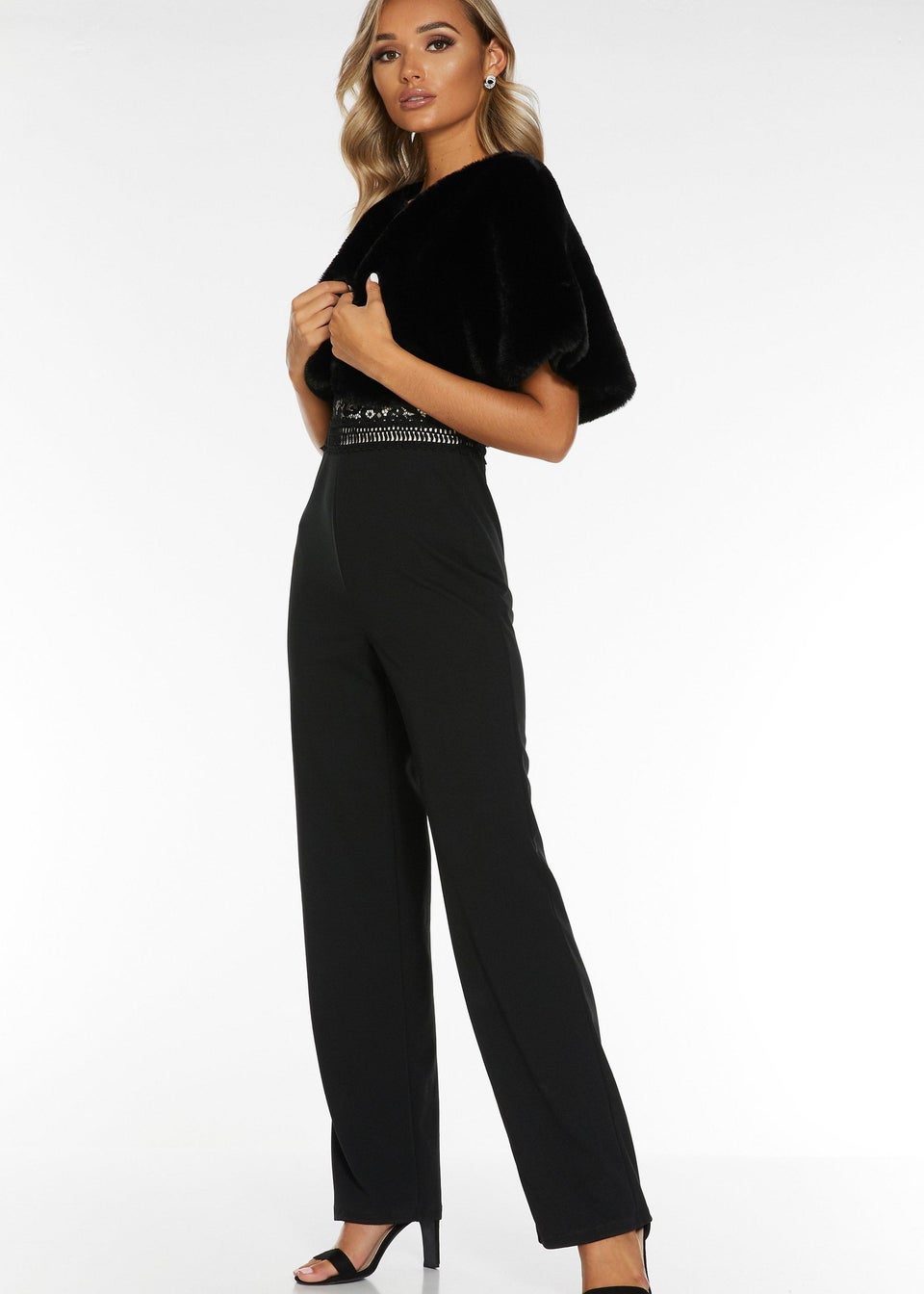Quiz Black Faux Fur Wrap