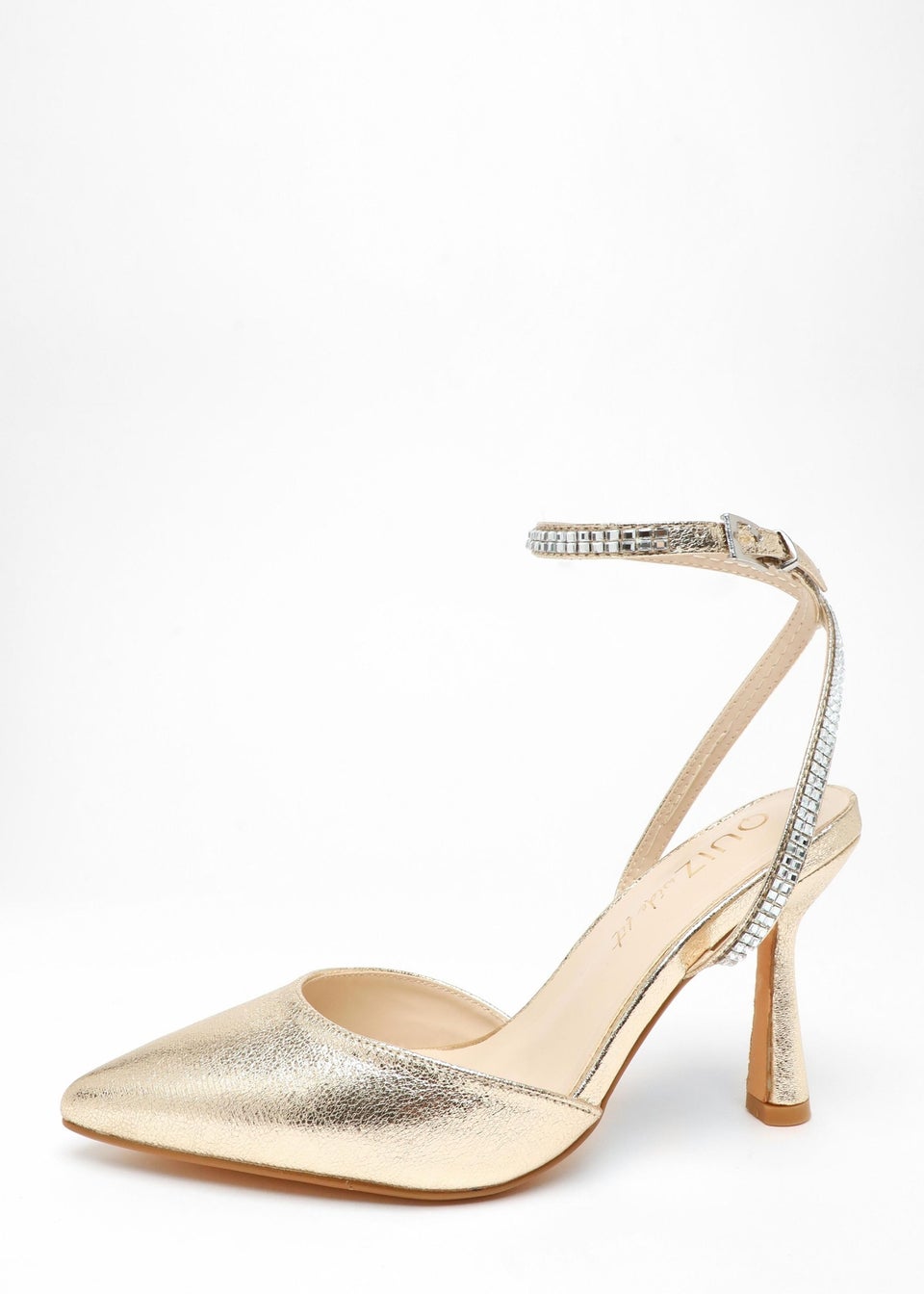 Quiz Gold Wide Fit Court Heels Matalan