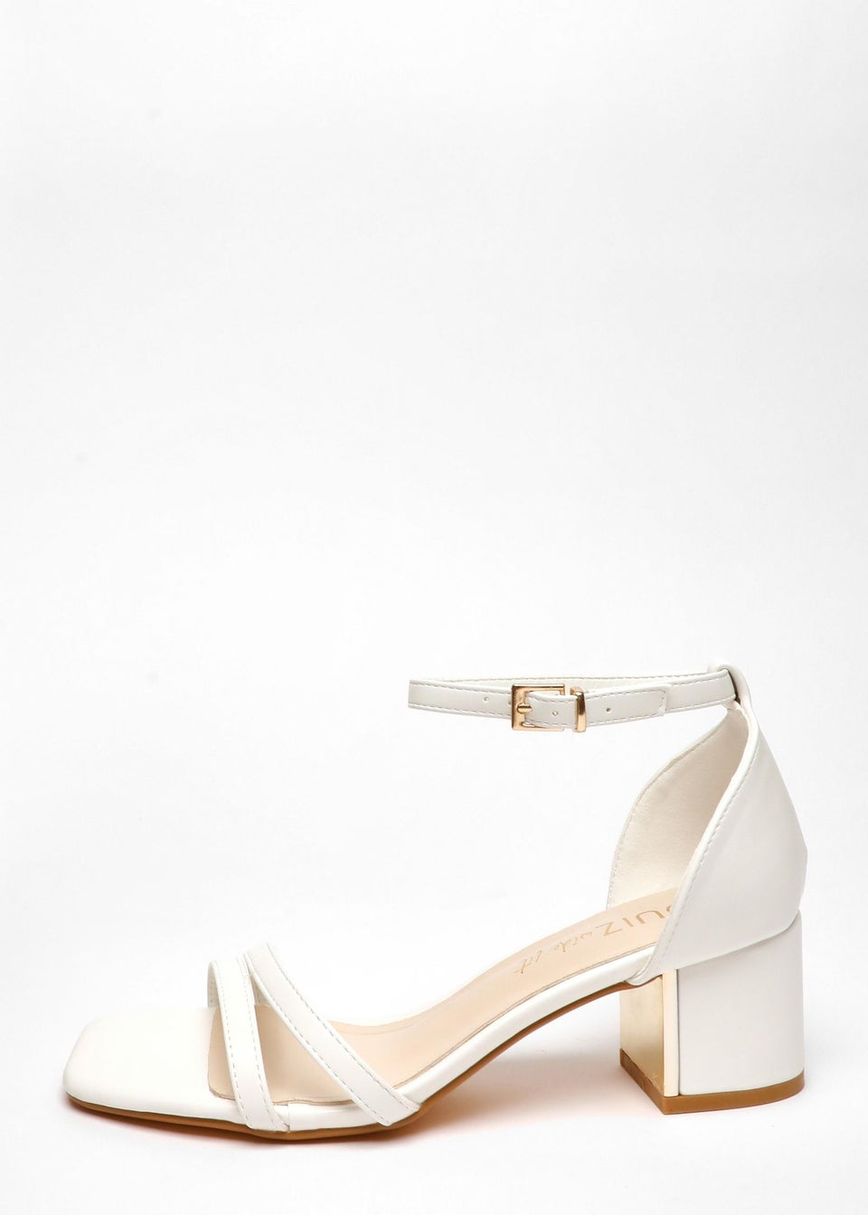 White strappy low heels cheap