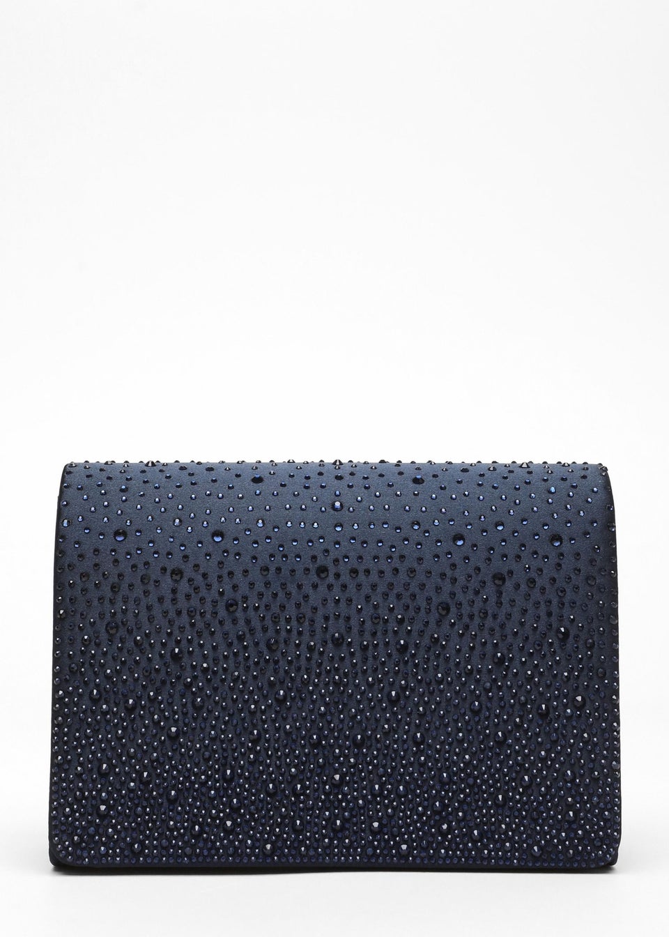 Quiz Navy Satin Embellished Clutch Bag