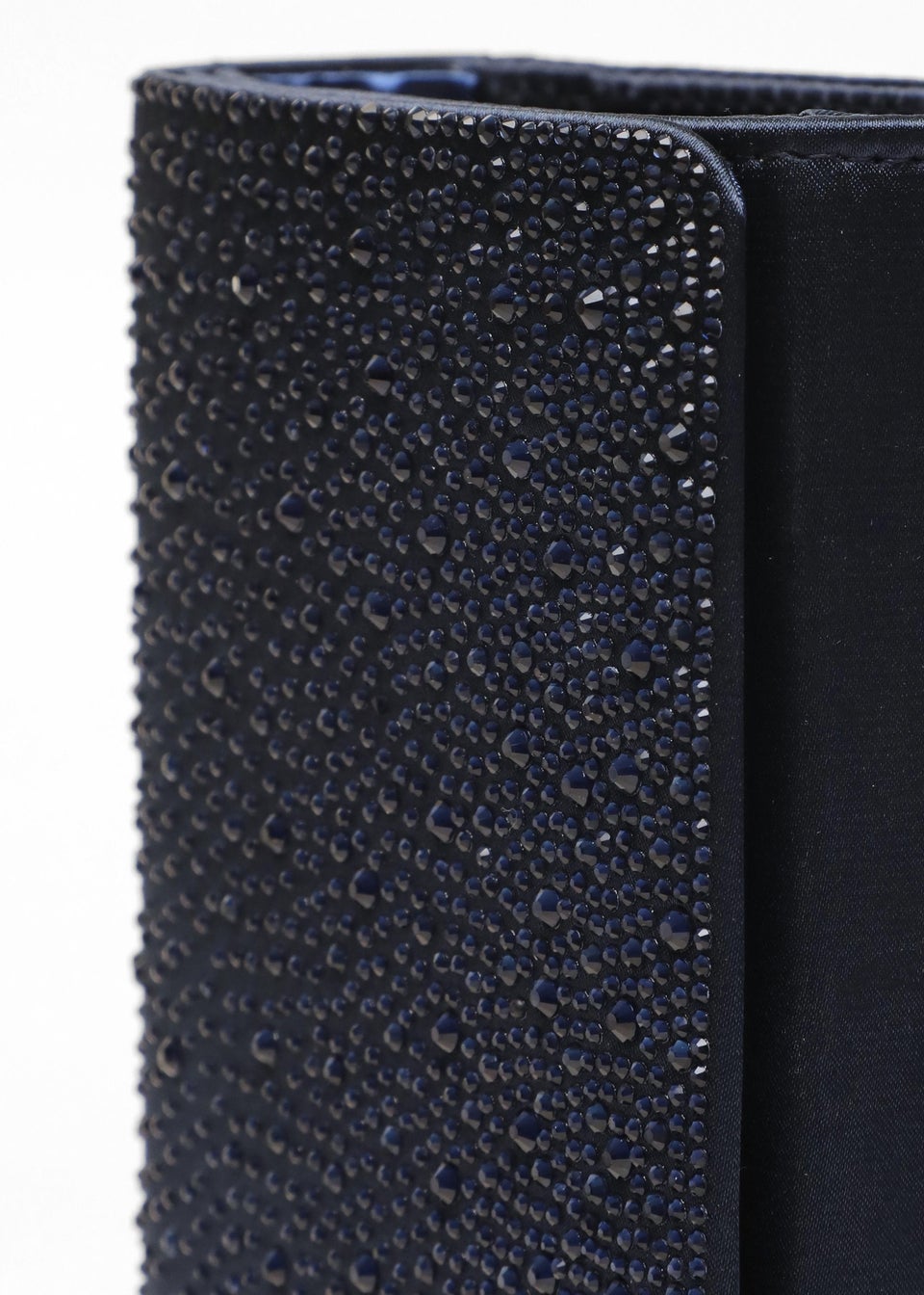 Quiz Navy Satin Embellished Clutch Bag