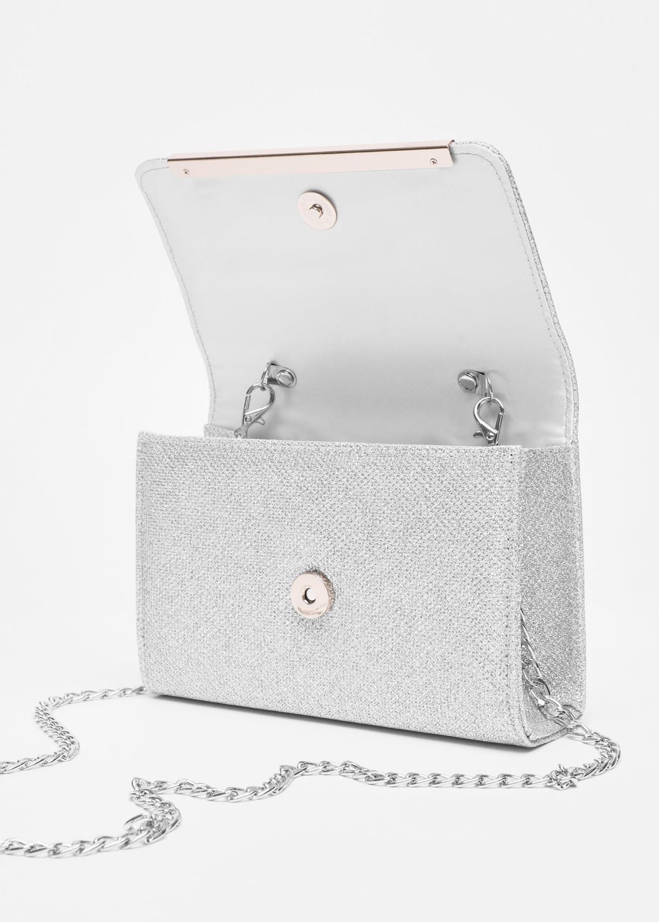 Quiz Silver Shimmer Cross Body Bag Matalan