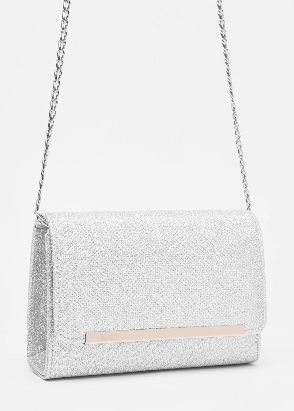 Quiz Silver Shimmer Cross Body Bag Matalan