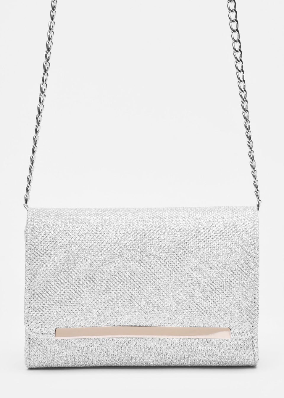 Quiz Silver Shimmer Cross Body Bag
