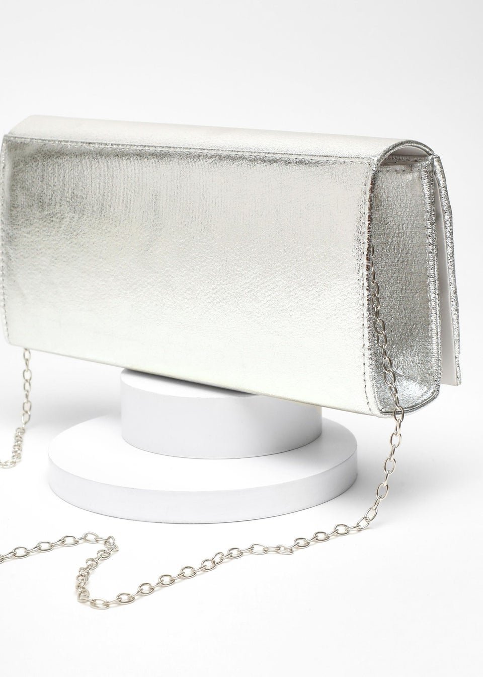 Quiz Silver Foil Twist Clutch Bag