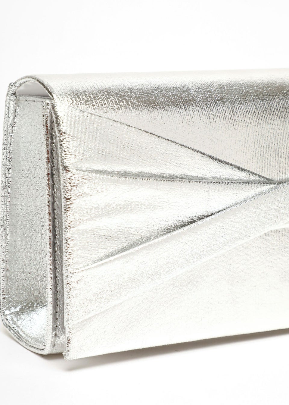 Quiz Silver Foil Twist Clutch Bag Matalan