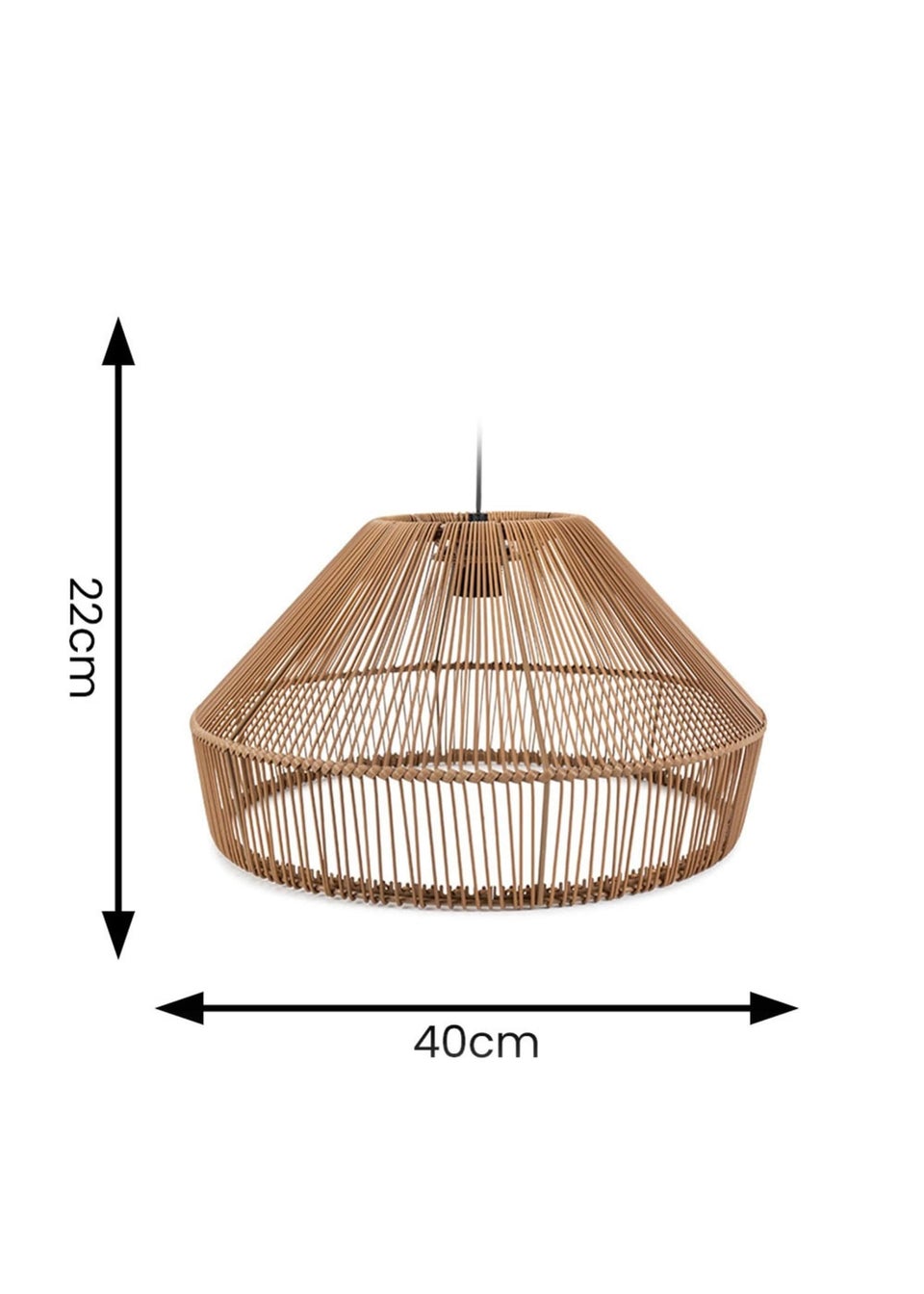 ValueLights Brown Rattan Solar Pendant Lamp (22cm x 40cm x 40cm)
