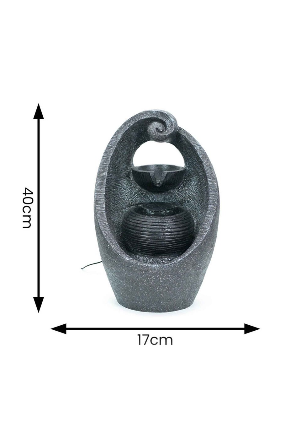 ValueLights Grey Swirl Design Solar Water Fountain (40cm x 17cm x 25cm)