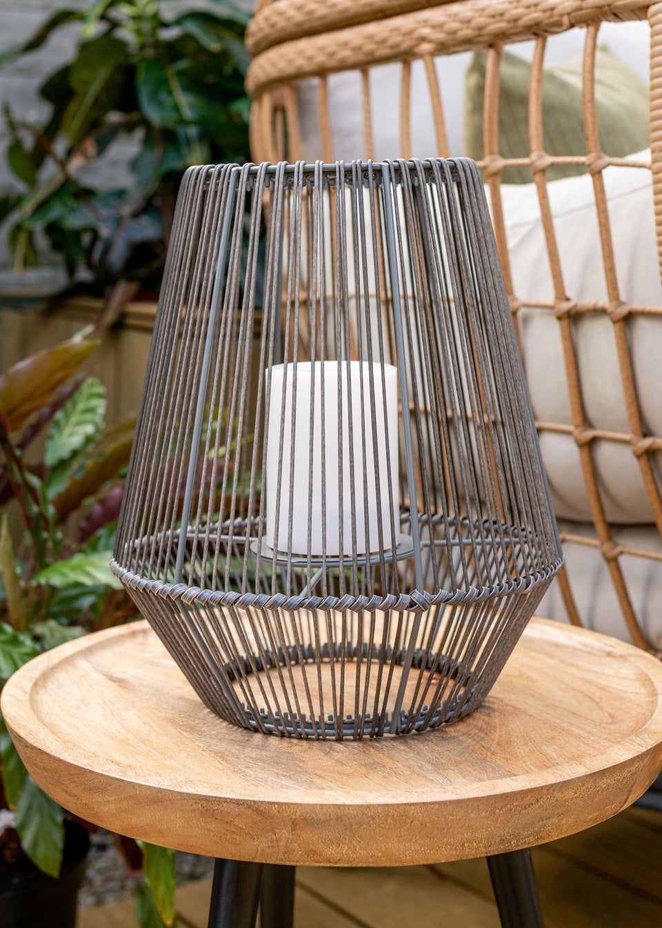 ValueLights Natural Wicker Solar Lantern 30.5cm x 26cm x 26cm Matalan