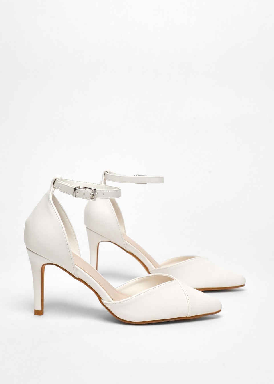 Quiz White Faux Leather Court Heels Matalan
