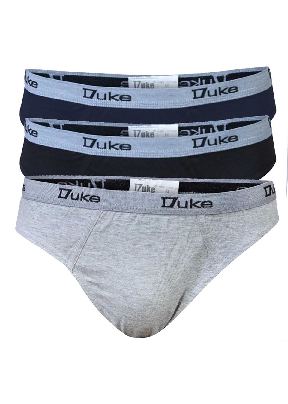 Duke Black/Grey London Kingsize Cotton Jersey Briefs (Pack of 3)