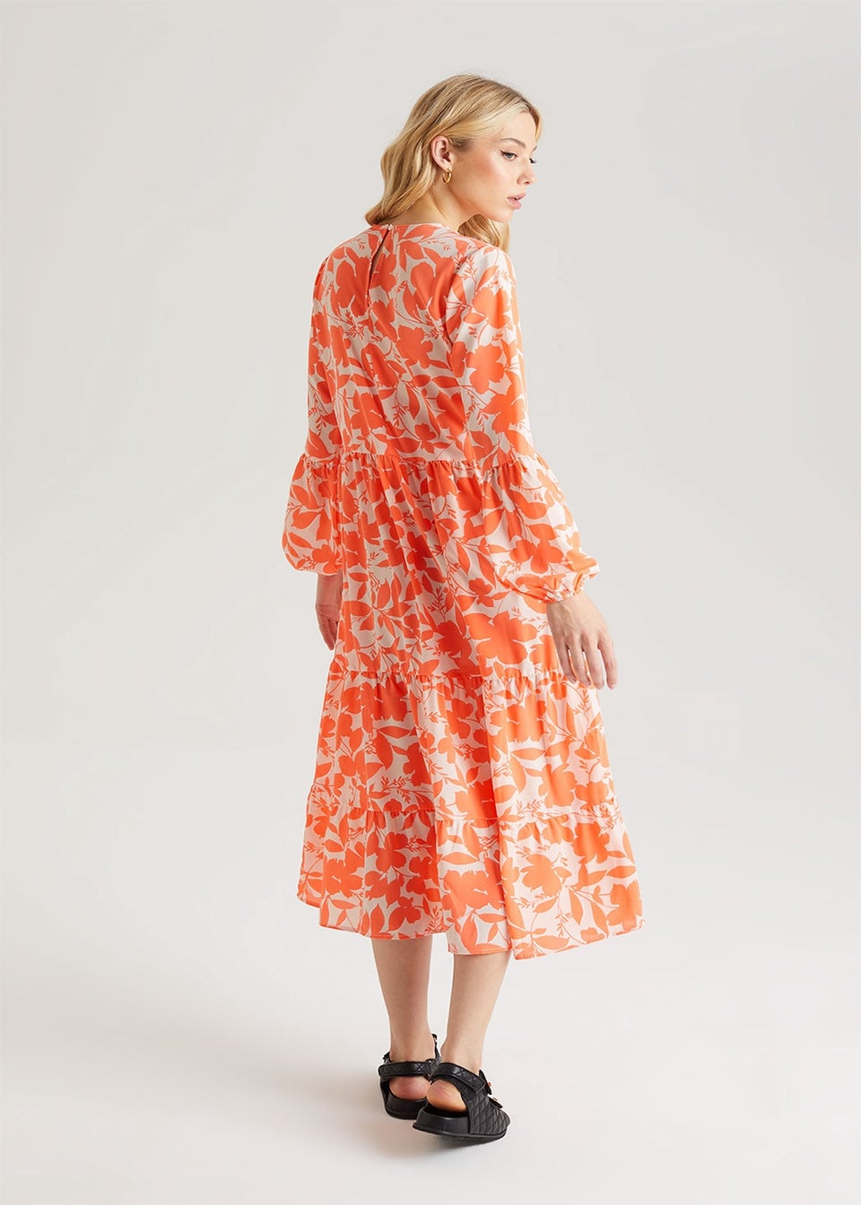 Urban Bliss Orange Floral Smock Dress