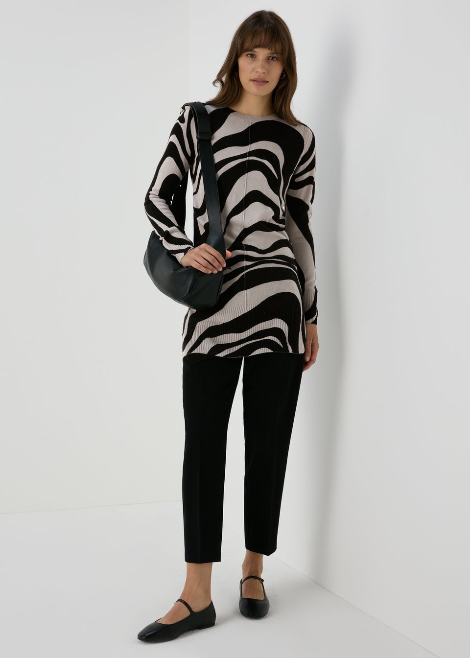 Grey Print Knitted Tunic - Matalan