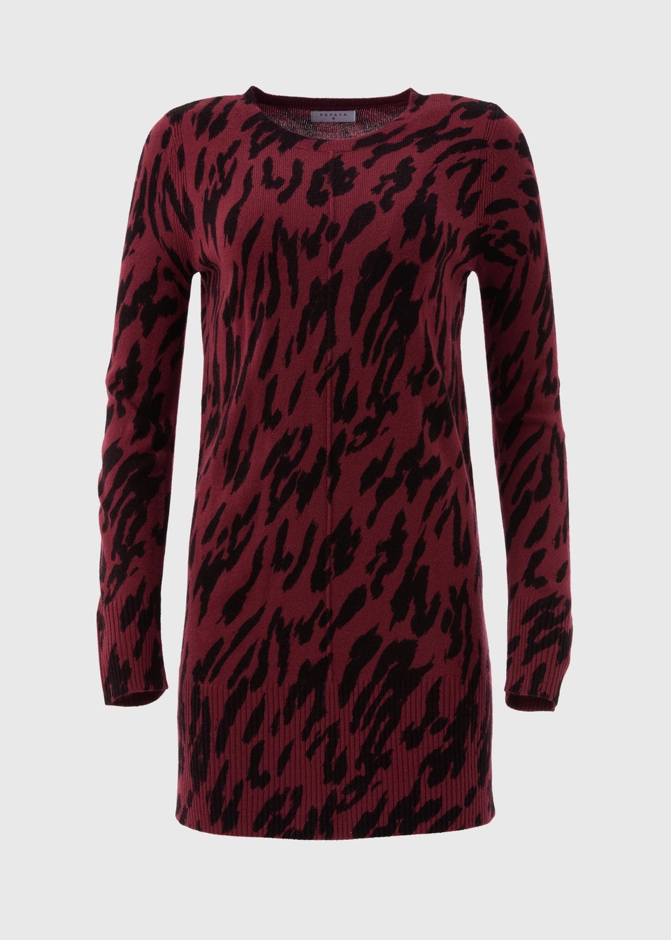 Burgundy Leopard Print Knitted Tunic