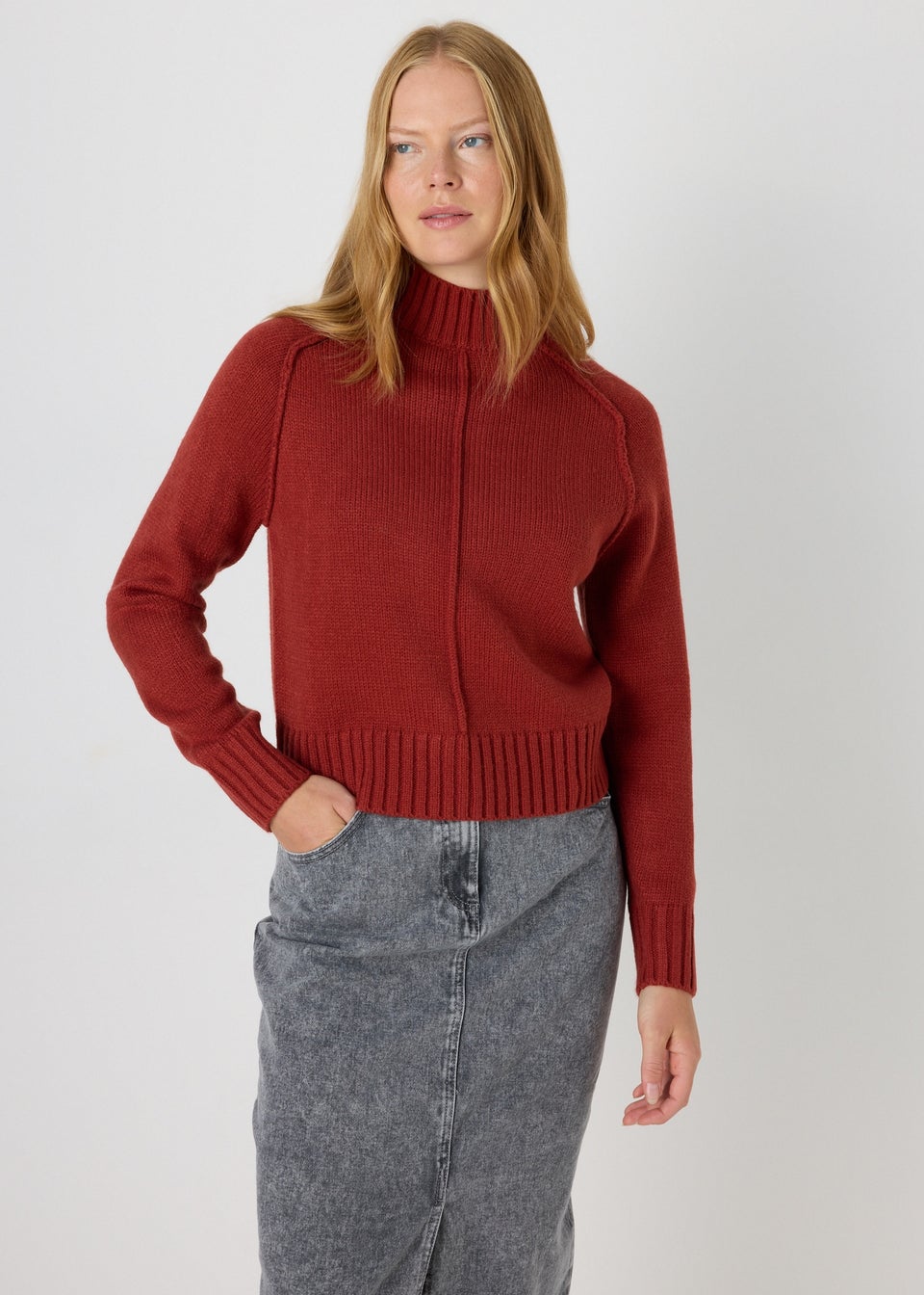 Rust Seam Knitted Jumper