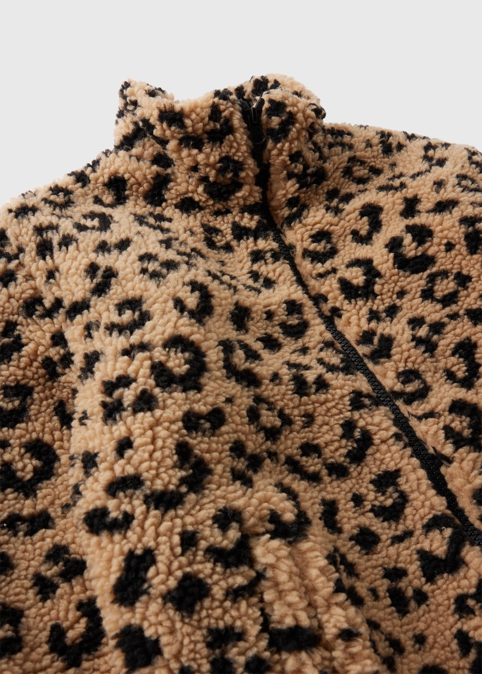 Girls Tan Leopard Print Borg Jacket 7 15yrs