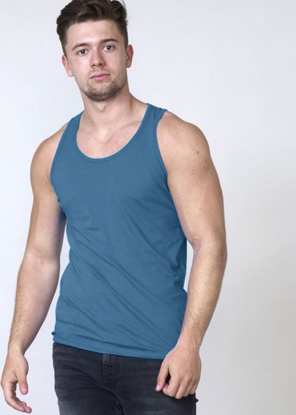 Canotta Aderente Uomo TEAL Per Bodybuilding - Vestibilità Muscolare, Abbigliamento Palestra Get Down Gymwear