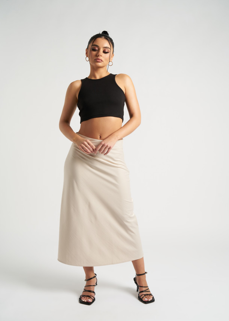 Urban Bliss Stone Satin Bias Cut Midi Skirt