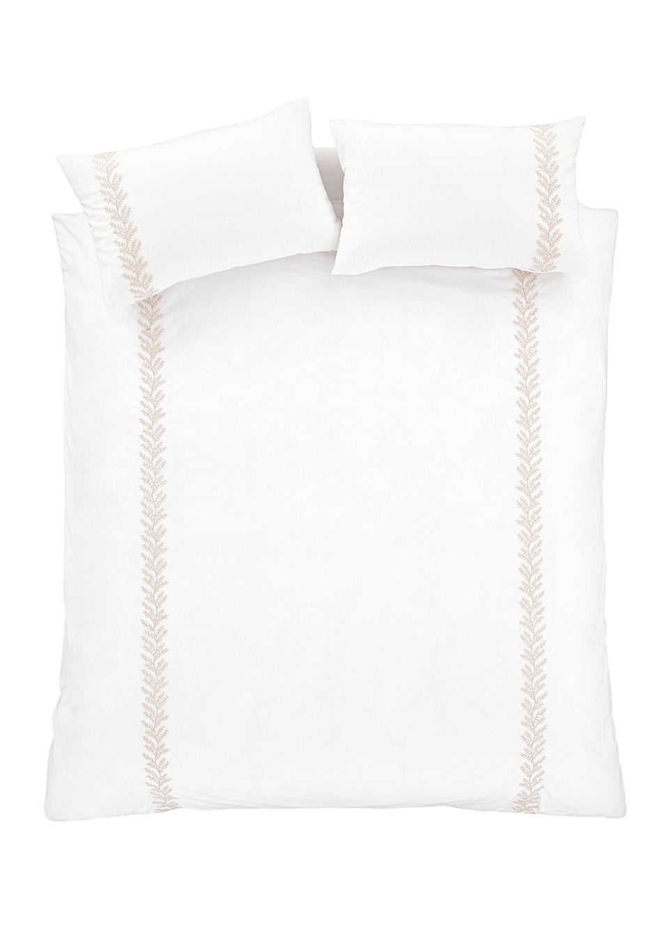 Bianca Fine Linens Embroidery Leaf 180 Thread Count Cotton Duvet Cover Set