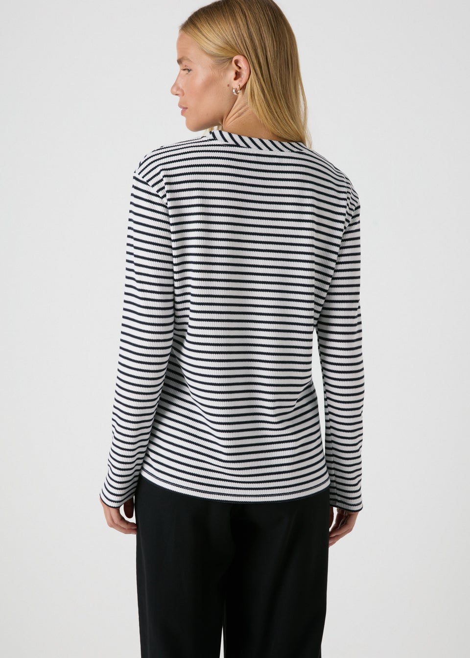 Cream Stripe Long Sleeve Top