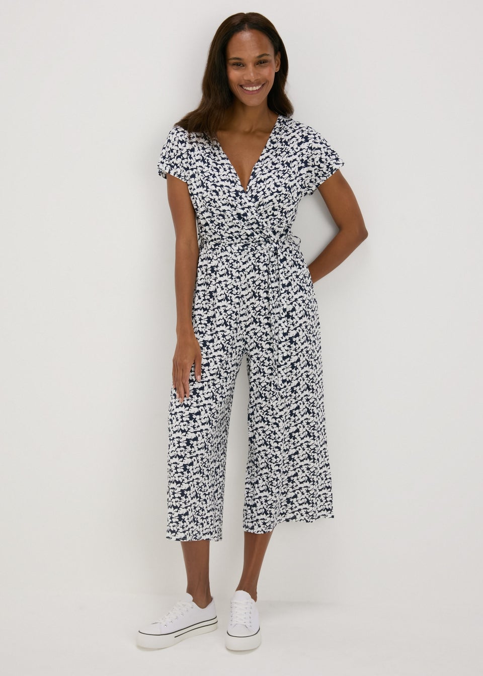 Navy Jersey Wrap Jumpsuit Matalan