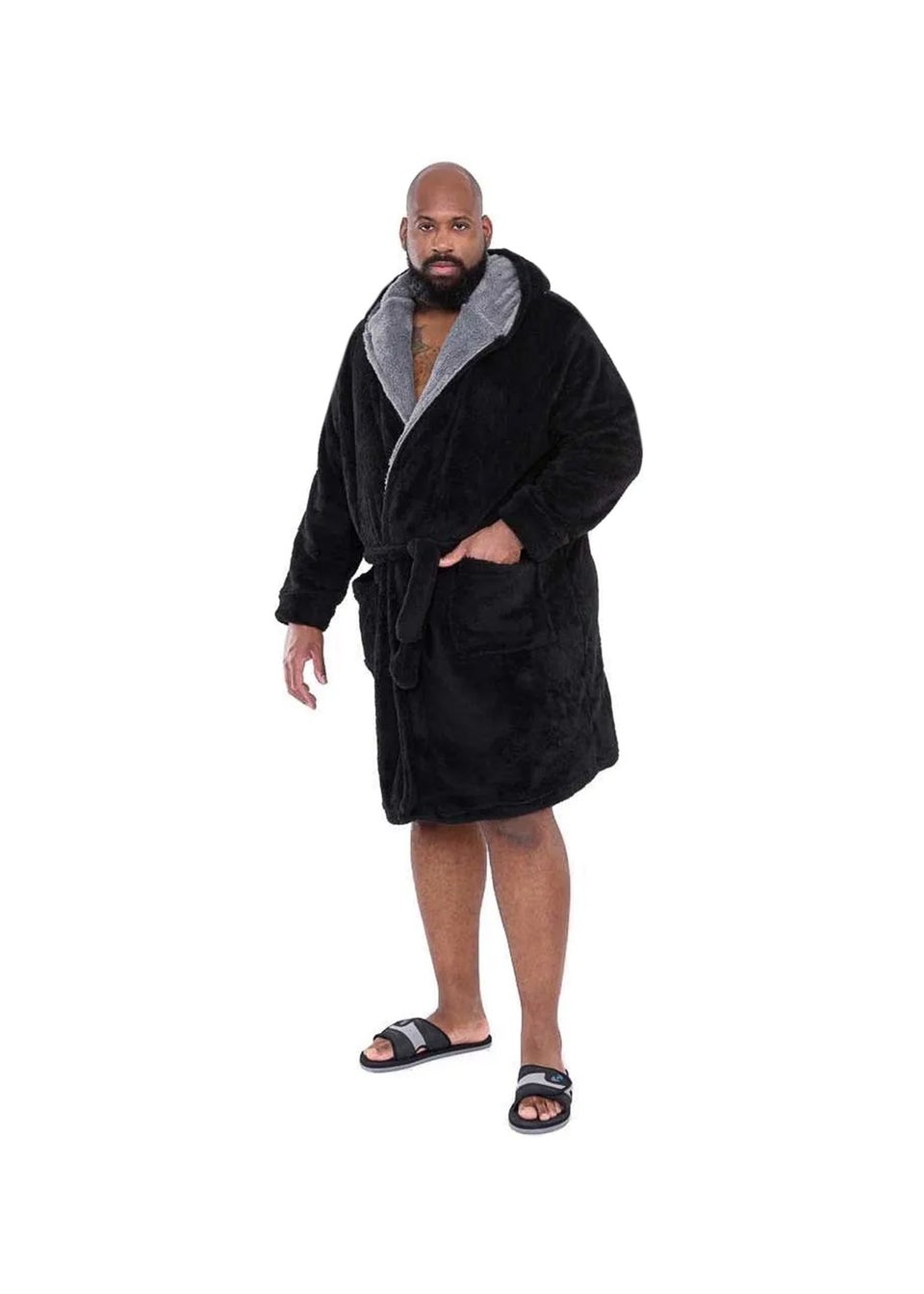 Duke Black Newquay Kingsize Hooded Dressing Gown