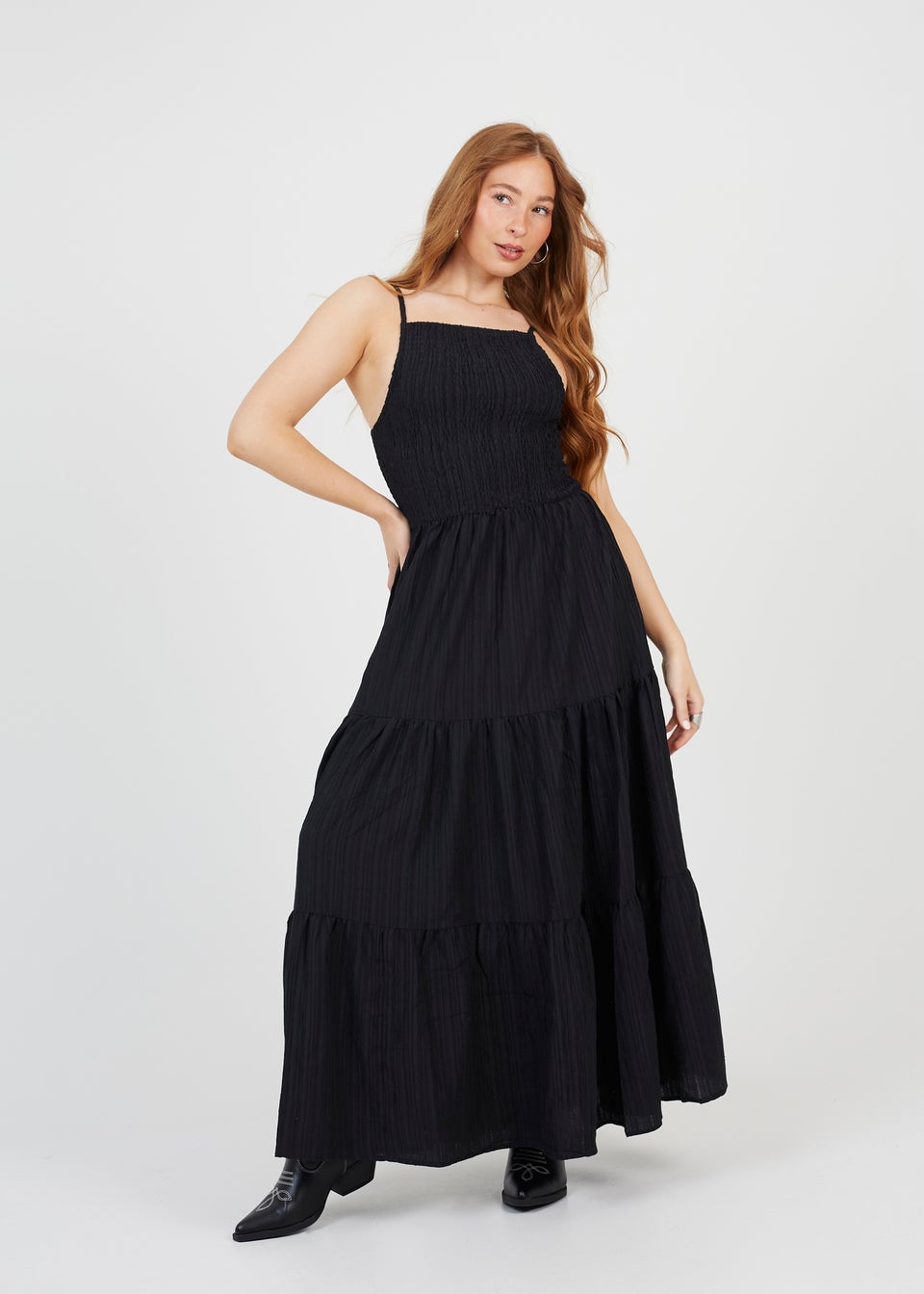 Brave Soul Black Tiered Maxi Dress Matalan