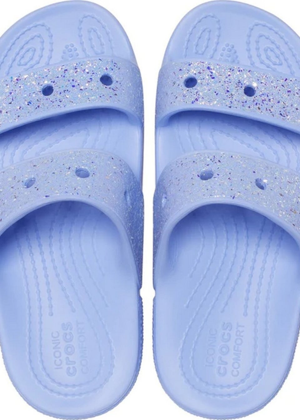 Crocs Kids Sky Blue Classic Glitter Sandals