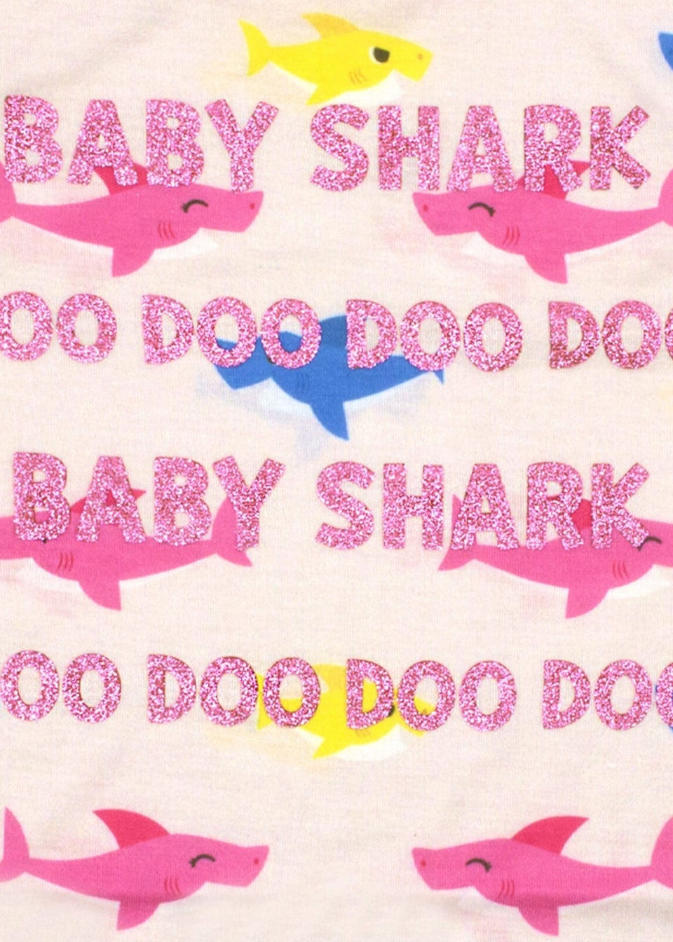 Baby Shark Girls Pink Glitter All-Over Print T-Shirt (1-6yrs)