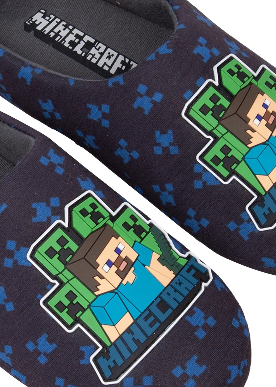 Minecraft Boys Navy Creeper Slippers (Younger 12 - Older 3)