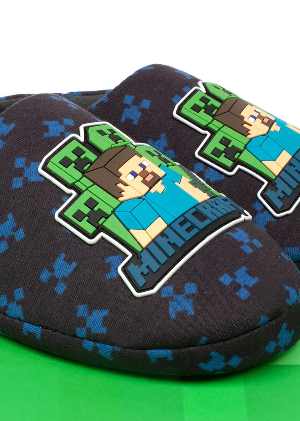 Minecraft Boys Navy Creeper Slippers (Younger 12 - Older 3)