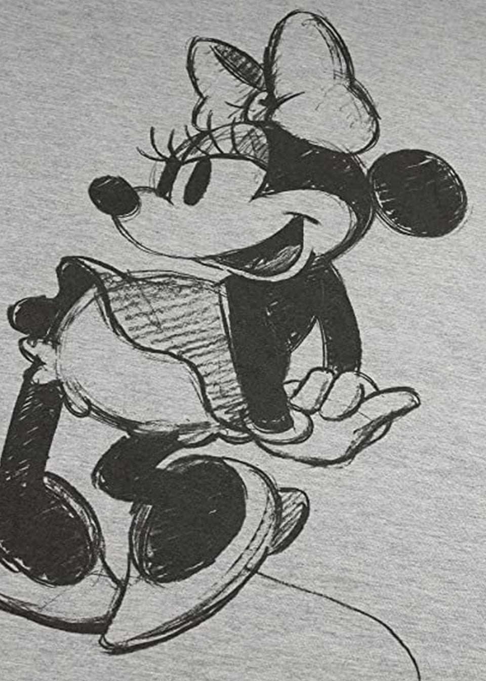 Disney Grey Minnie Mouse Sketch Cotton T-Shirt