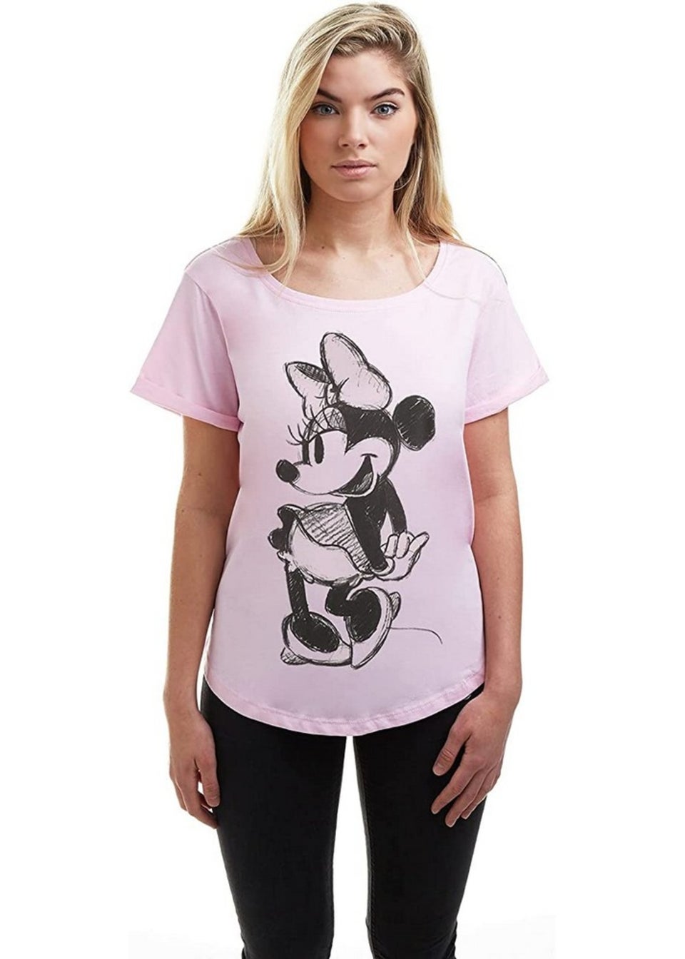 Pink minnie mouse shirt womens discount