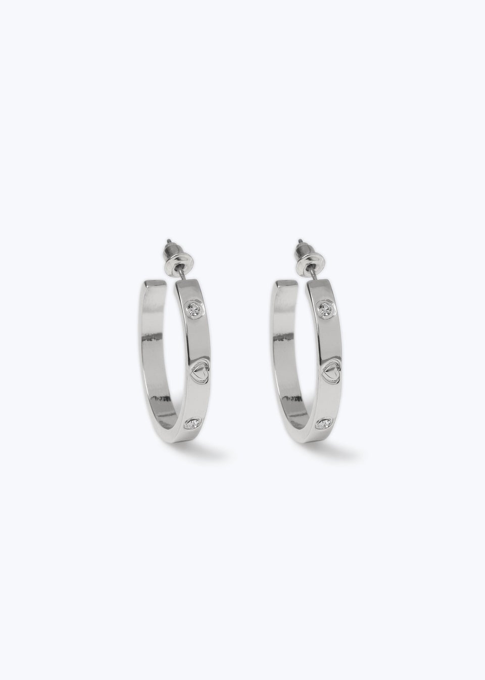 Silver Diamante Hoop Earrings