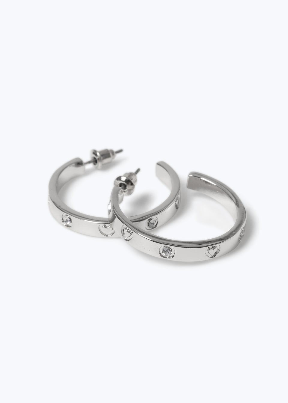 Silver Diamante Hoop Earrings