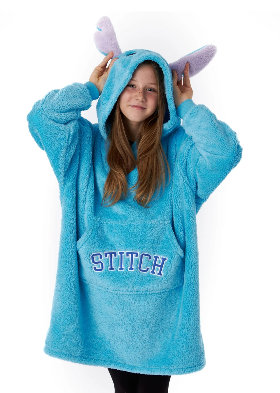 Disney Stitch Girls Blue Hoodie Blanket