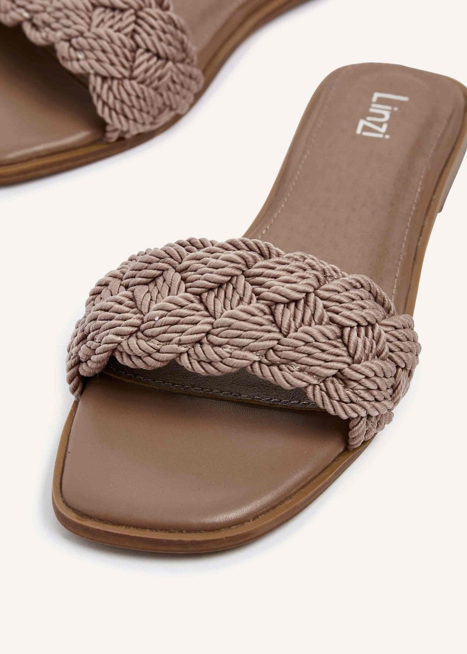 Linzi Olive Mocha Plaited Padded Slider Sandal