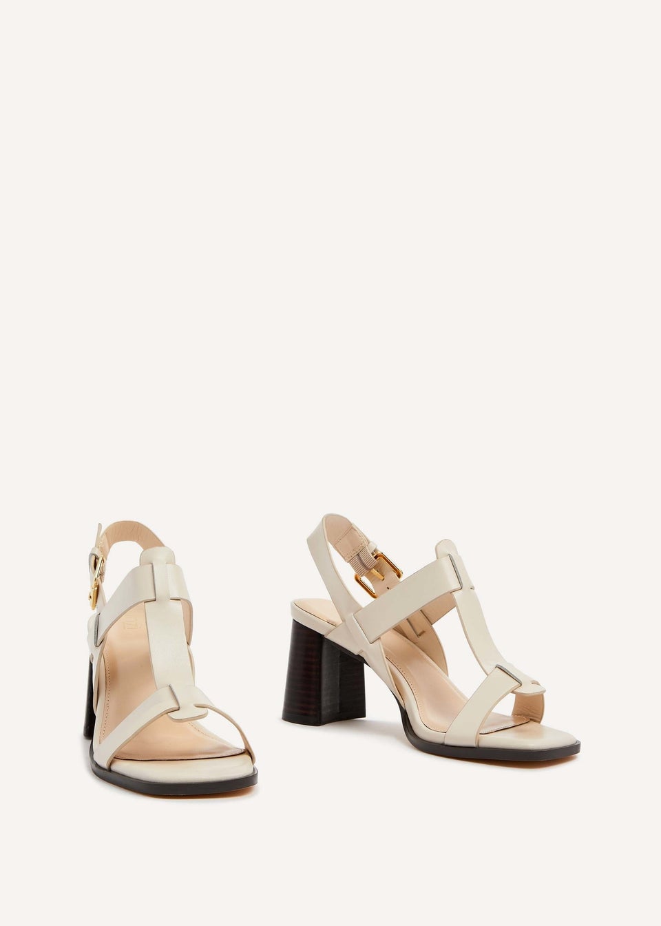 Linzi Cristina Beige Faux Leather Block Heeled Sandal