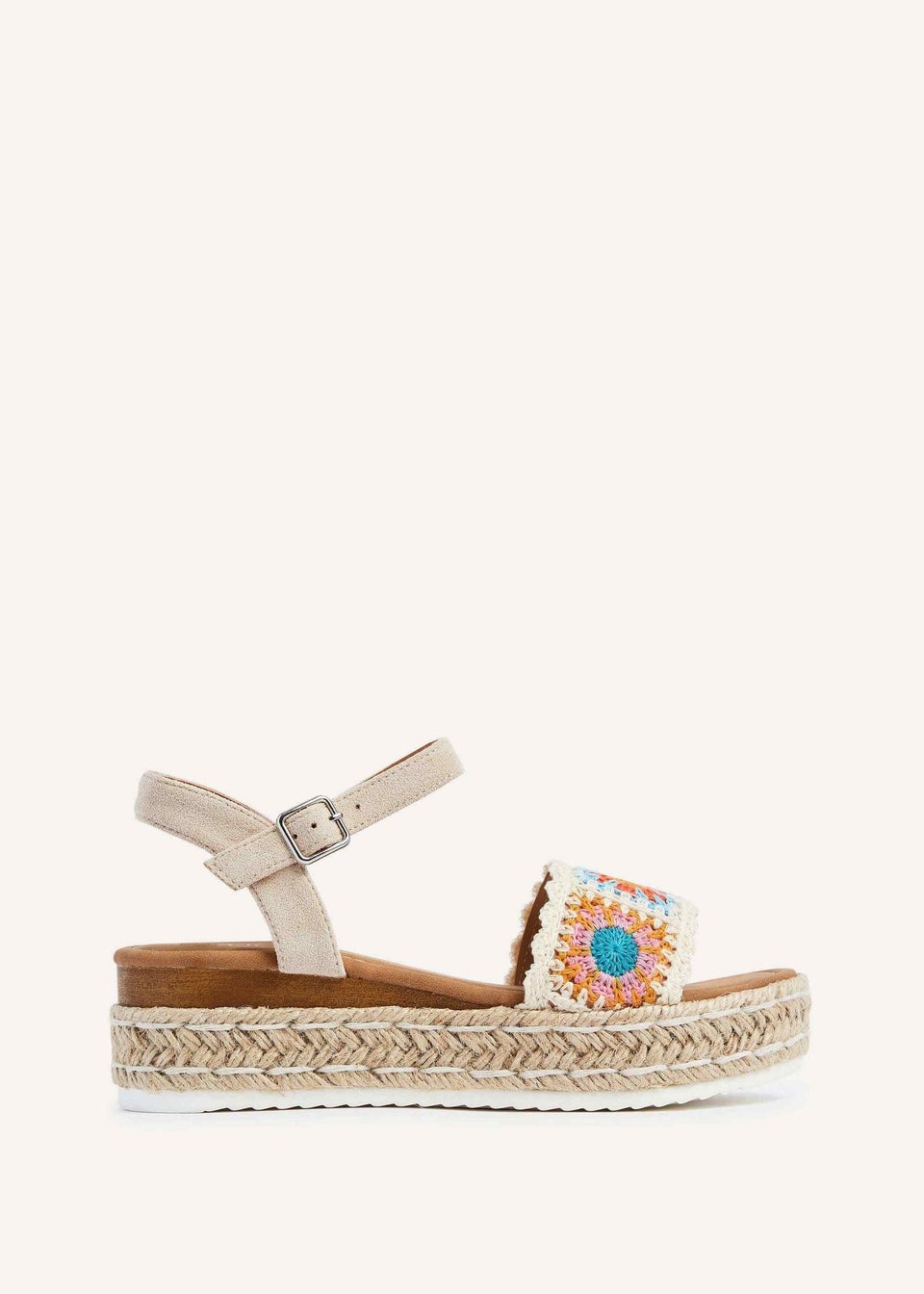 Linzi Solana Nude Faux Suede Flatform Wedge