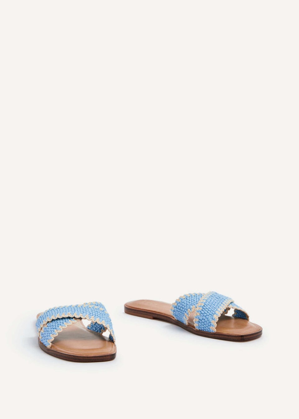 Linzi Tropez Blue Crossover Woven Flat Sandal